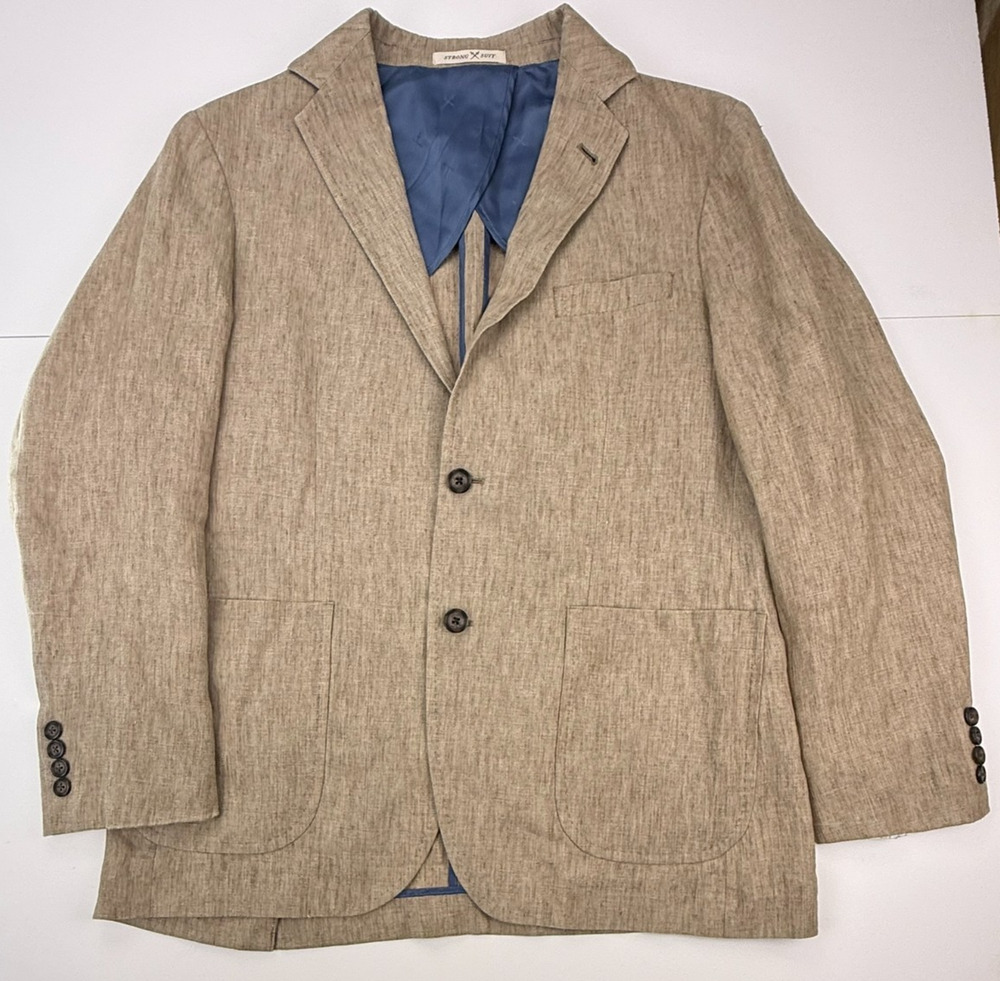 Strong Suit Men's 42R Beige 100% Linen Blazer Sport Coat Leomaster Italy